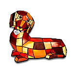 Dachshund Sculptural Louis Comfort Tiffany-Style Lamp: Unique Dachshund Lover Home Decor Lamp