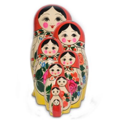 Hand-Carved And Hand-Painted Russian Nesting Doll: Red Babushka