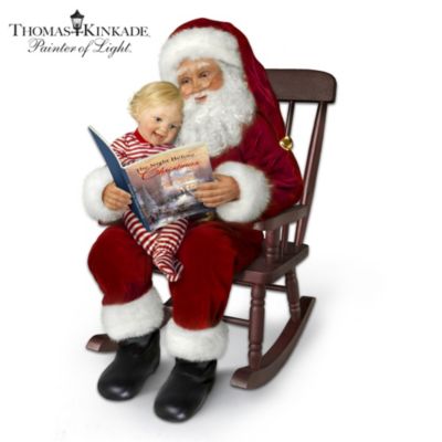 Thomas Kinkade The Night Before Christmas Story-Telling Santa Doll Set With Rocking Chair