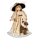 Linda Rick Catherine Victorian-Style Child Doll With Dressed Teddy Bear