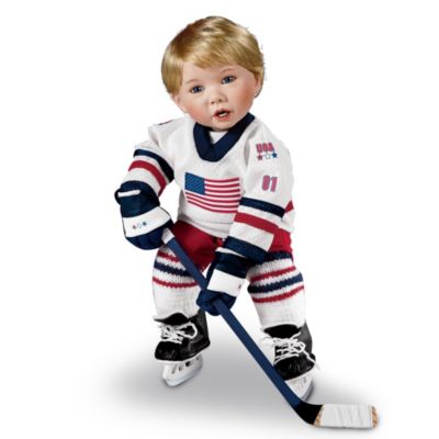 He Shoots He Scores Little Boy Doll Collectible All-American Hockey Player Doll