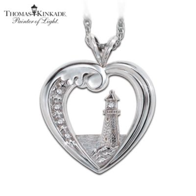 Thomas Kinkade Beacon Of Hope Lighthouse Pendant Necklace