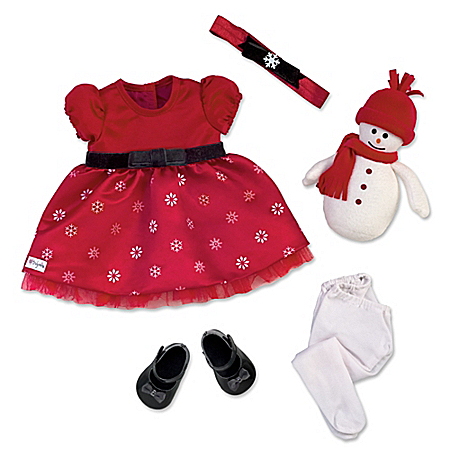 Holiday Celebration Red Dress Baby Doll Accessory Set