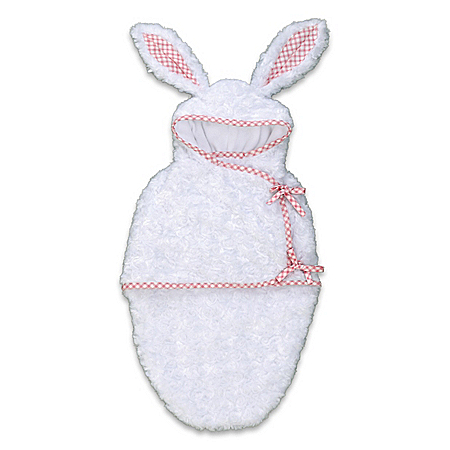 White Bunny Fleece Bunting Baby Doll Accessory With Hoodie