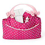 Buy Polka Dot Diaper Bag With Large Front Pocket & Inside Pouches Baby Doll Accessory Set