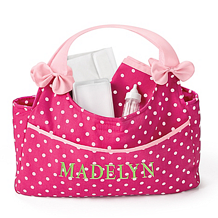 Baby Doll Diaper Bag With Embroidered Name And Accessories