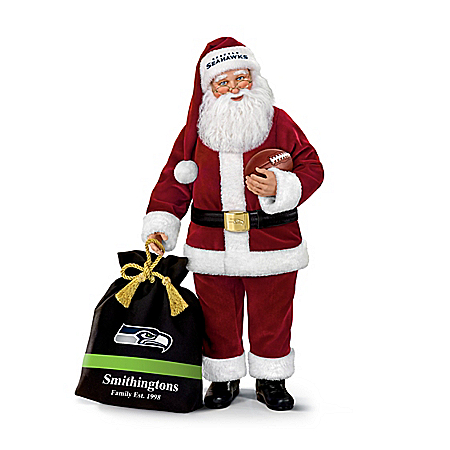 Seattle Seahawks NFL Santa Doll With Personalized Bag