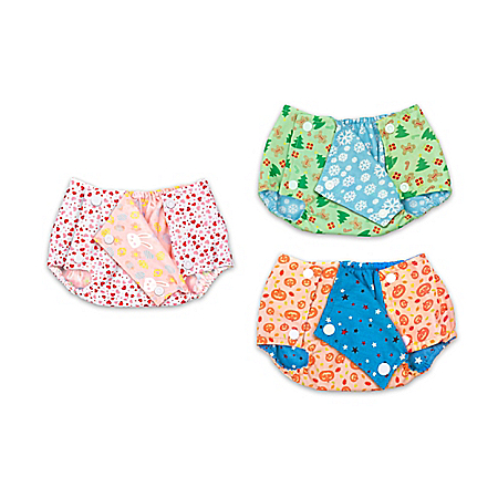 Reversible Seasonal Baby Doll Diaper Covers & Tee-Shirt Set