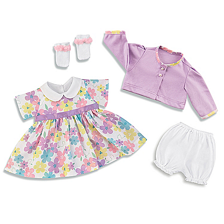 Cute And Classic 4-Piece Baby Girl Doll Outfit Set