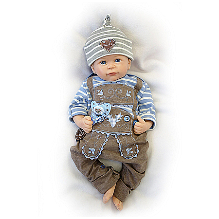 Anton Baby Boy Doll In A Custom German Lederhosen Outfit