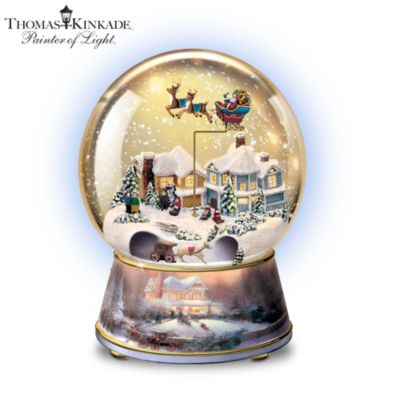 Thomas Kinkade Home For Christmas Musical Snowglobe