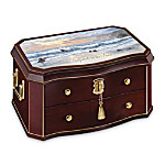 Footprints In The Sand Musical Wooden Jewelry Box