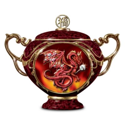 Good Fortune Chinese Red Dragon Collectible Music Box: Dragon Home Decor