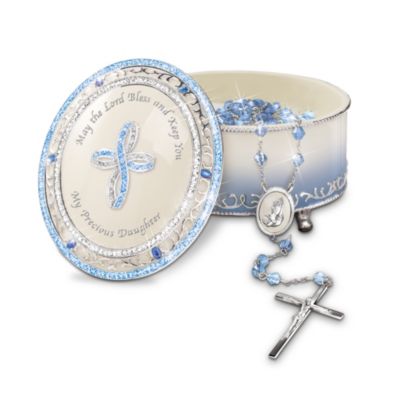 Blessed Daughter Musical Rosary Box With Rosary: Christian Gift For Daughters