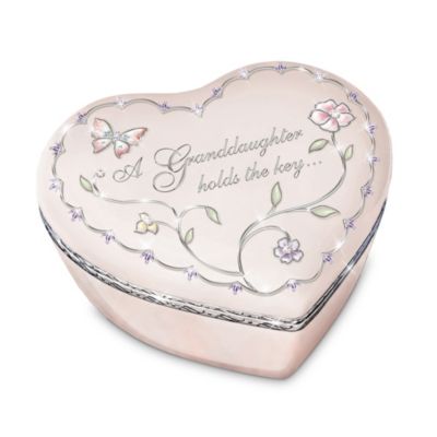 Key To My Heart Collectible Porcelain Music Box For Granddaughters