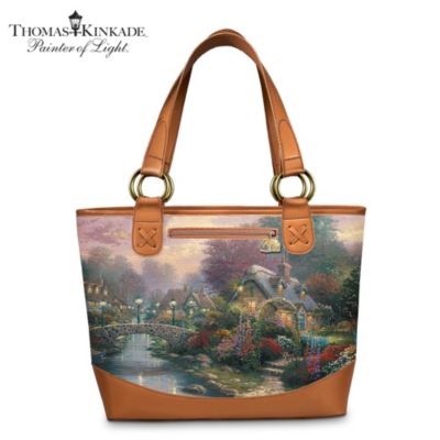 Thomas Kinkade Lamplight Bridge Classic Carryall Tote Bag: Lamplight Village