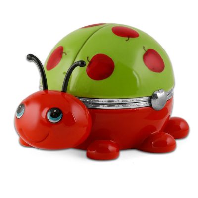 With all of her sweet qualities, your granddaughter is the apple of your eye! Now, you can show her how special she is with an all-new musical treasure that carries a message of fun, luck and love. Your granddaughter will delight in this charming porcelain ladybug music box, a Bradford Exchange design exclusive showing just how you feel with a touching melody and a special message inside!Handcrafted in Heirloom Porcelain&reg, this red and green ladybug has a hand-painted red body and a green, apple-spotted shell. Her shell opens on a silvery Limoges-style hinge with an apple clasp to reveal the sentiment, "Granddaughter, You are the Apple of my Eye" on the inside lid. Plus, this Heirloom Porcelain ladybug music box plays "Thank Heaven for Little Girls" at the turn of a key. Be sure to get one for each granddaughter. Heavy demand is expected for this limited-edition music box, so don't delay. Shop now!