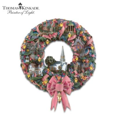 Thomas Kinkade Spring VIllage Wreath Home Decor