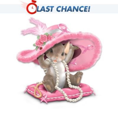 Charming Tails Collectible Hats Off To A Cure Breast Cancer Awareness Figurine