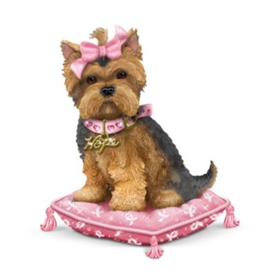 Paws For The Cause Yorkie Figurine Breast Cancer Awareness Gift