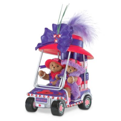 Faithful Fuzzies Glamour Cart Teddy Bears with Red Hats Figurine Collection