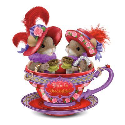Charming Tails You're So Tea-Lightful Mice Wearing Red Hats Figurine: Friends Gift