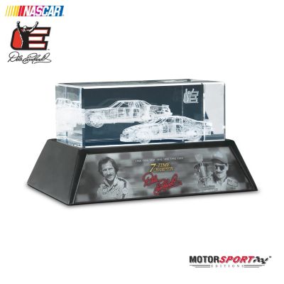 Dale Earnhardt 7-Time Champion Laser-Etched Glass Block: Dale Earnhardt Collectible Decor