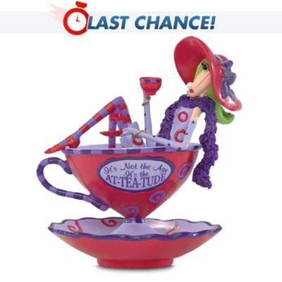 Dolly Mama's It's Not The Age, It's The At-Tea-Tude Red Hat Wearing Lady Teacup Figurine