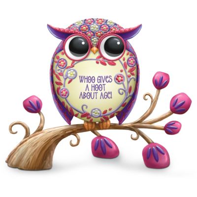 Floral Design In Red And Purple Owl Figurine