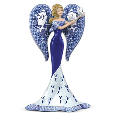 Blessings For Two Lovers Angel Figurine: Inspired By The Blue Willow China Pattern