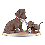 You Tug On My Heartstrings: Mother And Baby Dachshund Figurine