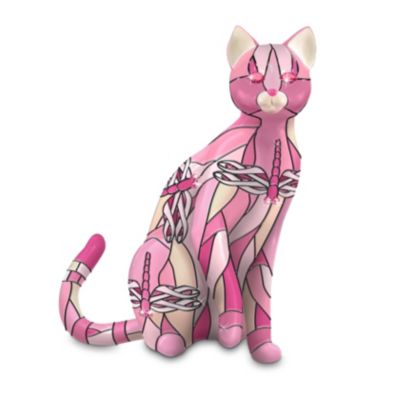 Hope In Flight Cat Figurine: Breast Cancer Awareness Support