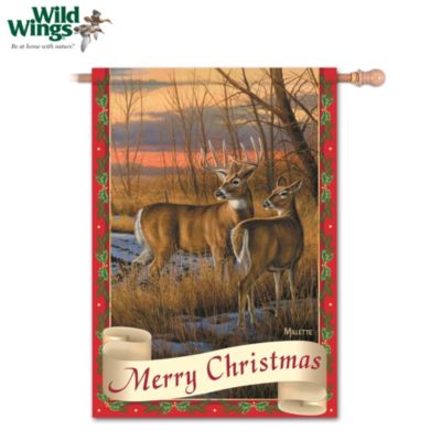 Merry Christmas Wildlife Art Flag