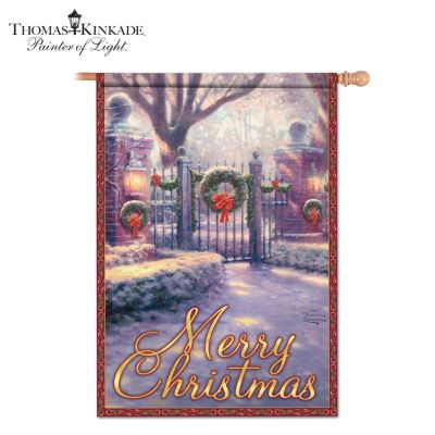 Thomas Kinkade Merry Christmas Flag