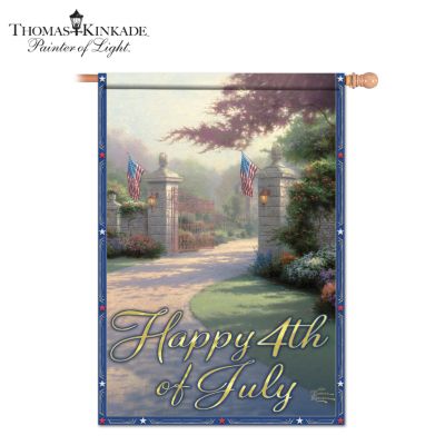 Artistic Thomas Kinkade Flag: Happy 4th Of July