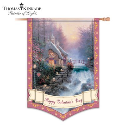 Thomas Kinkade Happy Valentines Day Decorative Flag