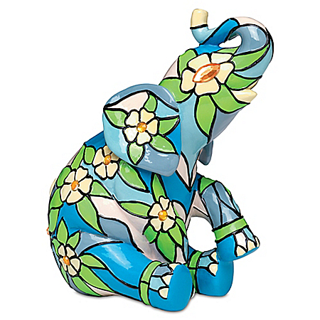 The Dogwood Louis Comfort Tiffany-Style Elephant Figurine