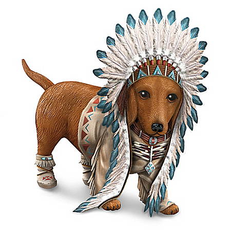 Chief Barks A Lot Native American Inspired Dachshund Figurine