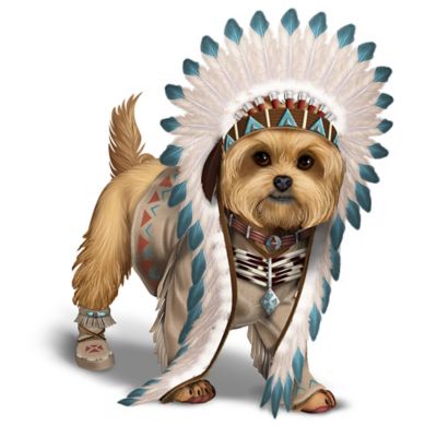 Buy Native American Inspired Chief Little Paws Yorkie Figurine