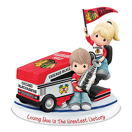 Chicago Blackhawks Precious Moments Couple Figurine Honors Stanley Cup Champions