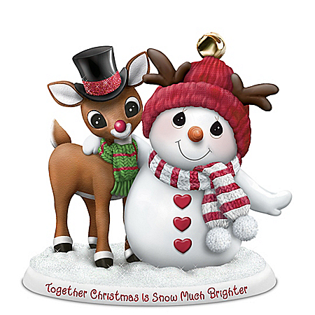Precious Moments Snowman And Rudolph The Red Nosed Reindeer Figurine