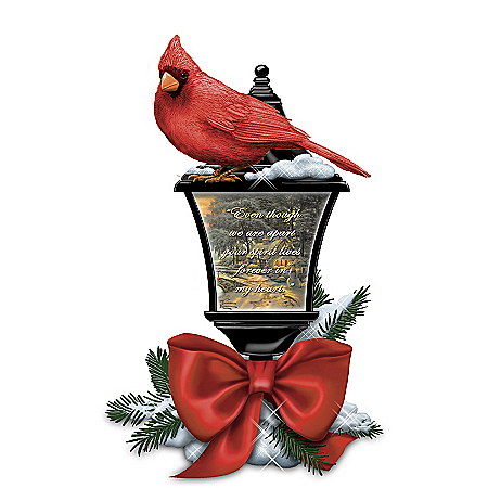 Thomas Kinkade Remembrance Sculpted Cardinal Lantern Lights Up from Within