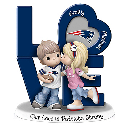 Precious Moments Our Love Is New England Patriots Strong Figurine with 2 Names
