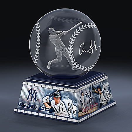 New York Yankees Aaron Judge MLB Laser-Etched Glass Baseball Sculpture