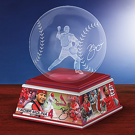 Yadier Molina Laser-Etched Glass Baseball Sculpture