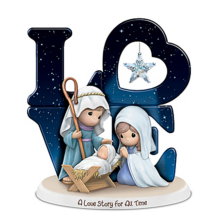 Precious Moments Nativity Figurine With Glass Star