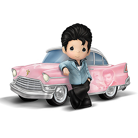 Precious Moments Elvis Presley And Classic Pink Car Figurine