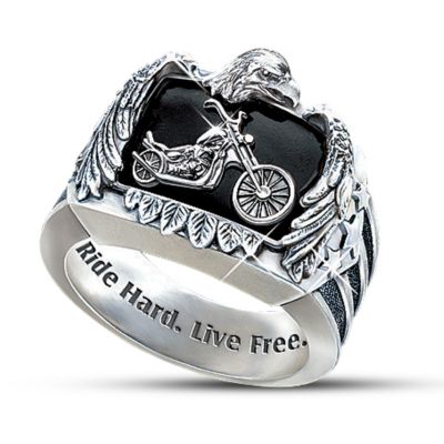 Ride Hard, Live Free Mens Biker Ring