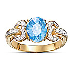 Heart To Heart Blue Topaz And Diamond Ring
