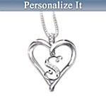 Love Letter Heart Shaped Diamond Initial Pendant